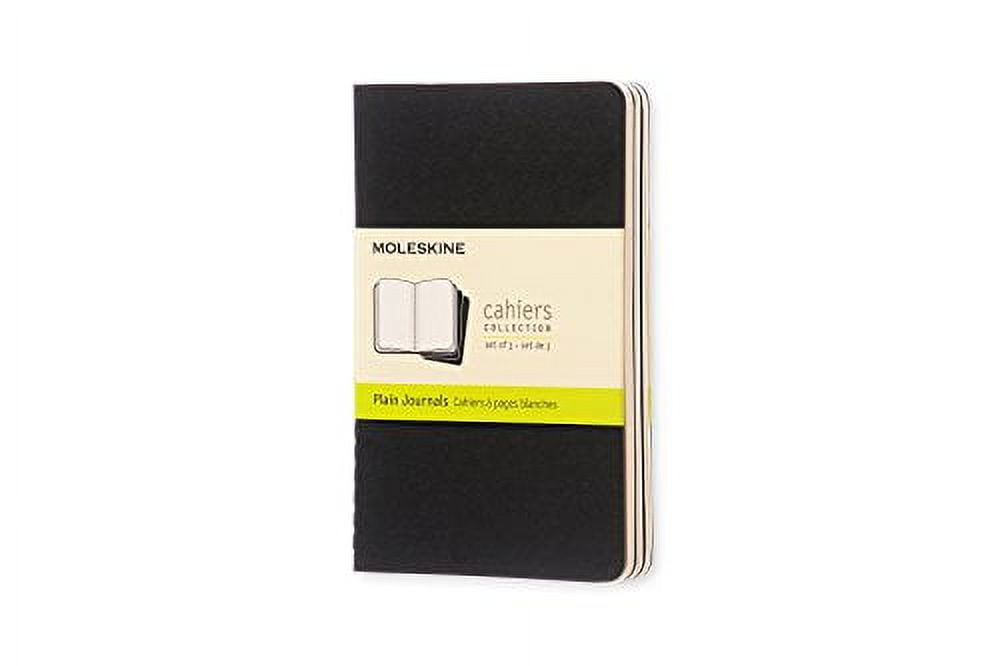 Moleskine Cahier Journal, Soft Cover, Pocket (3.5" x 5.5") Plain/Blank, Black, 64 Pages (Set of 3)