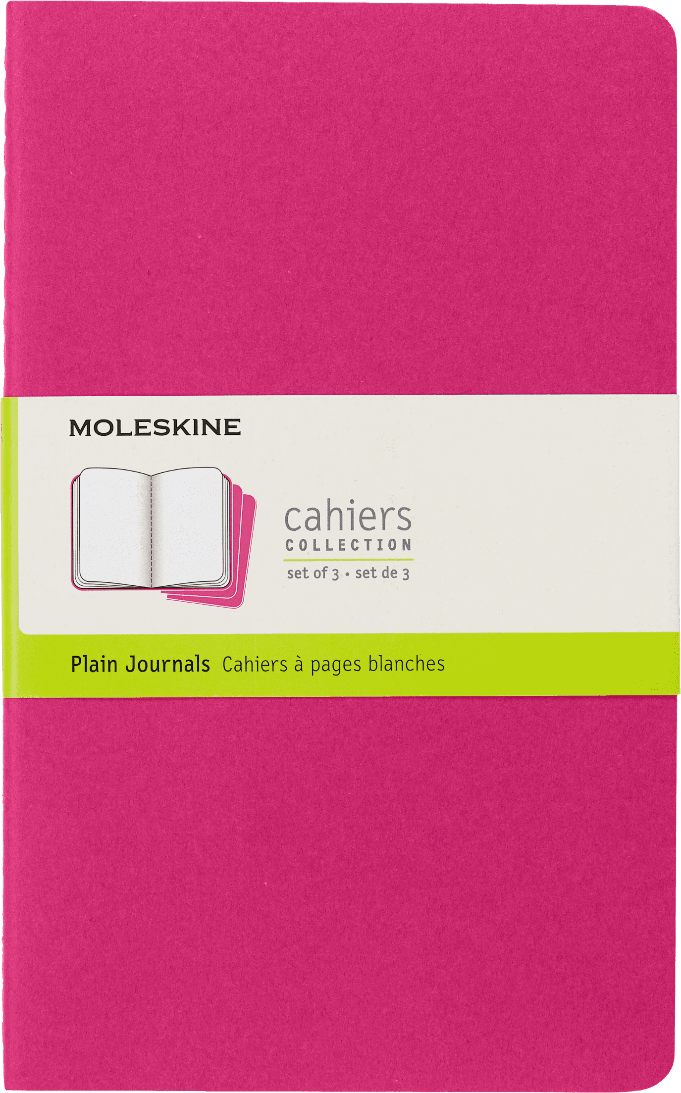 Moleskine Cahier Journals (Set of 3), Large (5" x 8.25"), Plain, Kinetic Pink