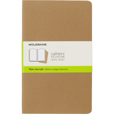 Moleskine Cahier Journals (Set of 3), Large (5" x 8.25"), Plain, Kraft Brown