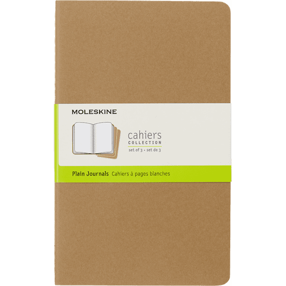 Moleskine Cahier Journals (Set of 3), Large (5" x 8.25"), Plain, Kraft Brown