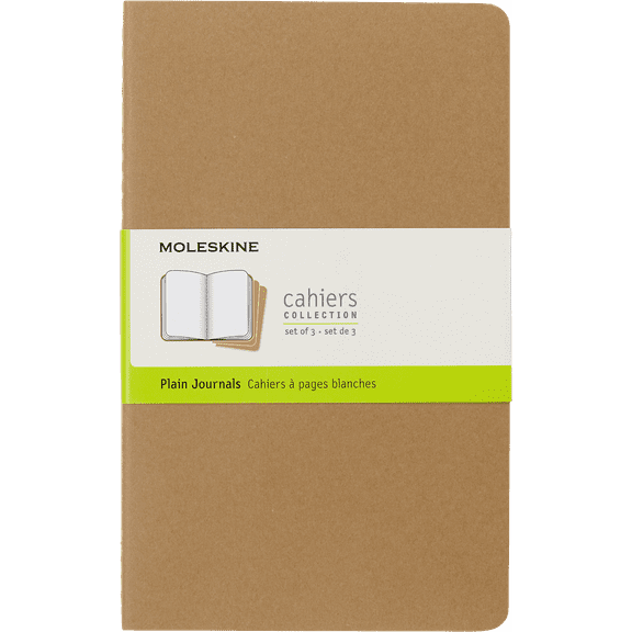Moleskine Cahier Journals (Set of 3), Large (5" x 8.25"), Plain, Kraft Brown