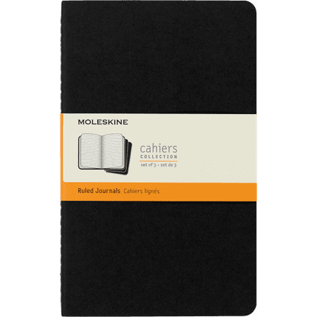 Moleskine Cahier Journals (Set of 3), Large (5" x 8.25"), Ruled, Black