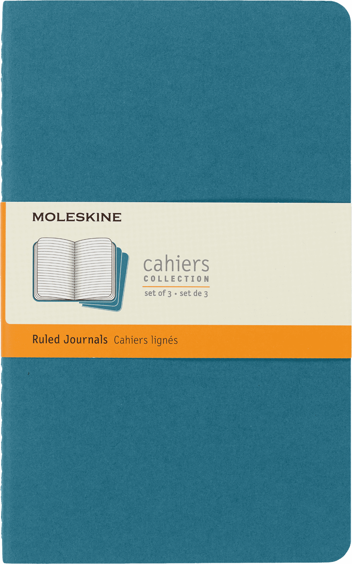 Moleskine Cahier Journals (Set of 3), Large (5" x 8.25"), Ruled, Brisk Blue