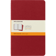 Moleskine Cahier Journals (Set of 3), Large (5" x 8.25"), Ruled, Cranberry Red