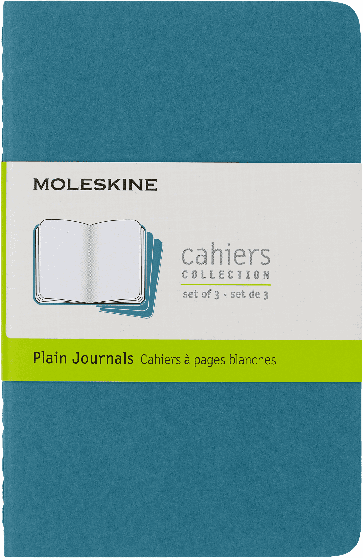 Moleskine Cahier Journals (Set of 3), Pocket (3.5" x 5.5"), Plain, Brisk Blue