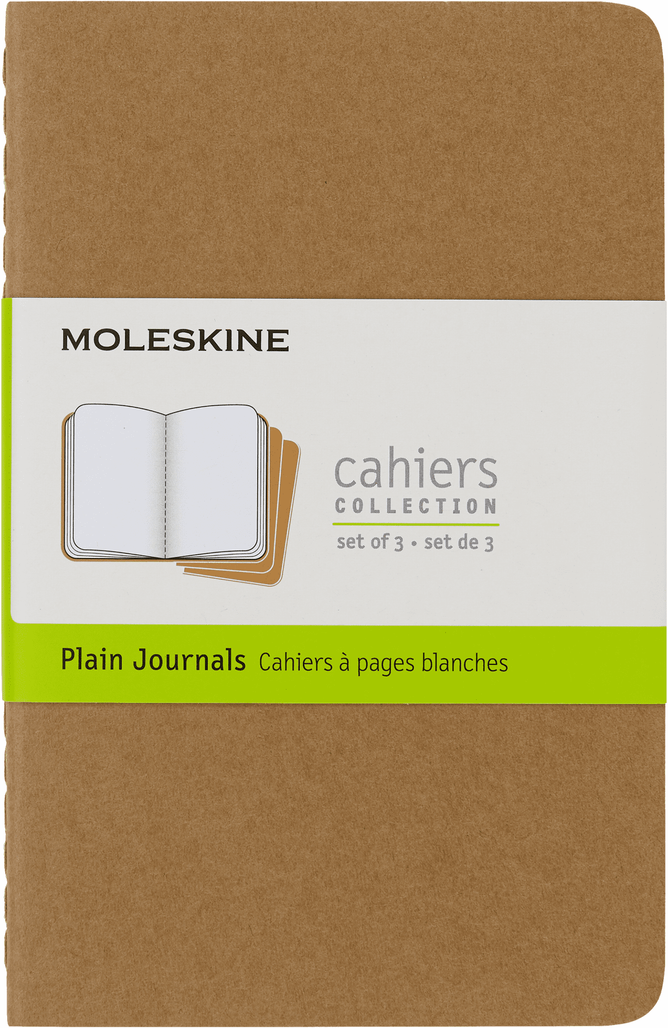 Moleskine Cahier Journals (Set of 3), Pocket (3.5" x 5.5"), Plain, Kraft Brown
