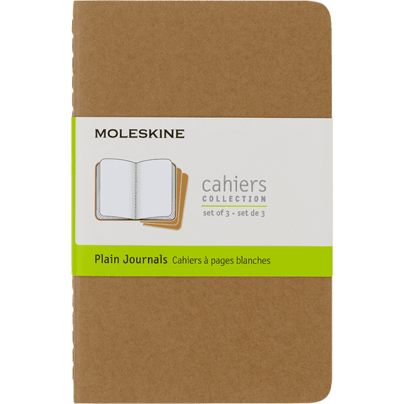 Moleskine Cahier Journals (Set of 3), Pocket (3.5" x 5.5"), Plain, Kraft Brown