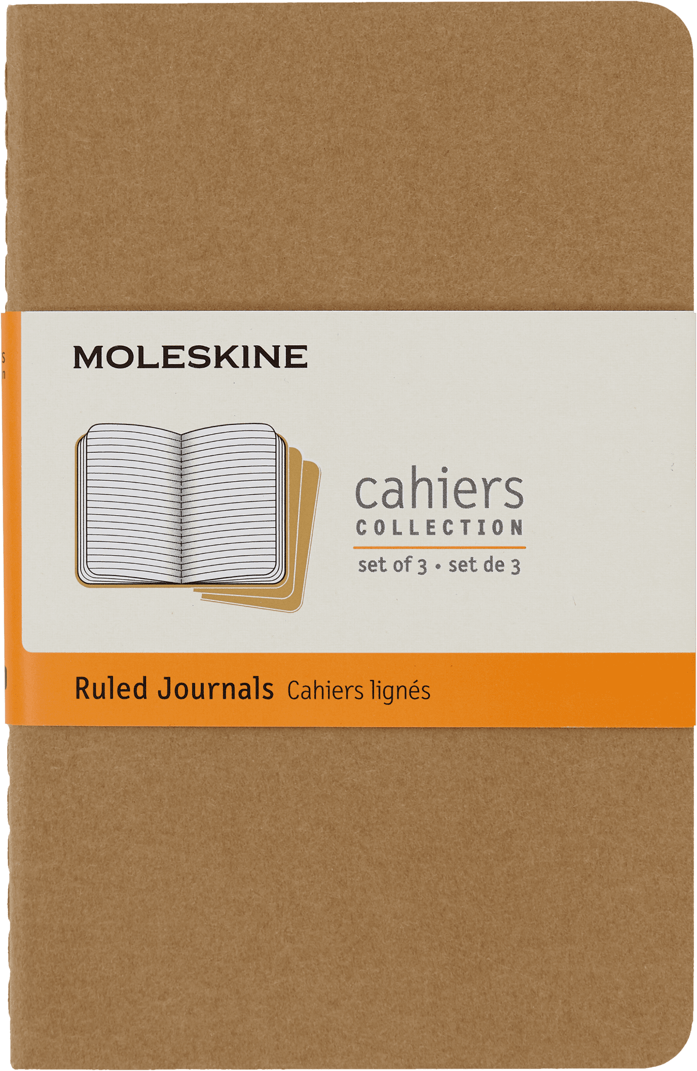 Moleskine Cahier Journals (Set of 3), Pocket (3.5" x 5.5"), Ruled, Kraft Brown