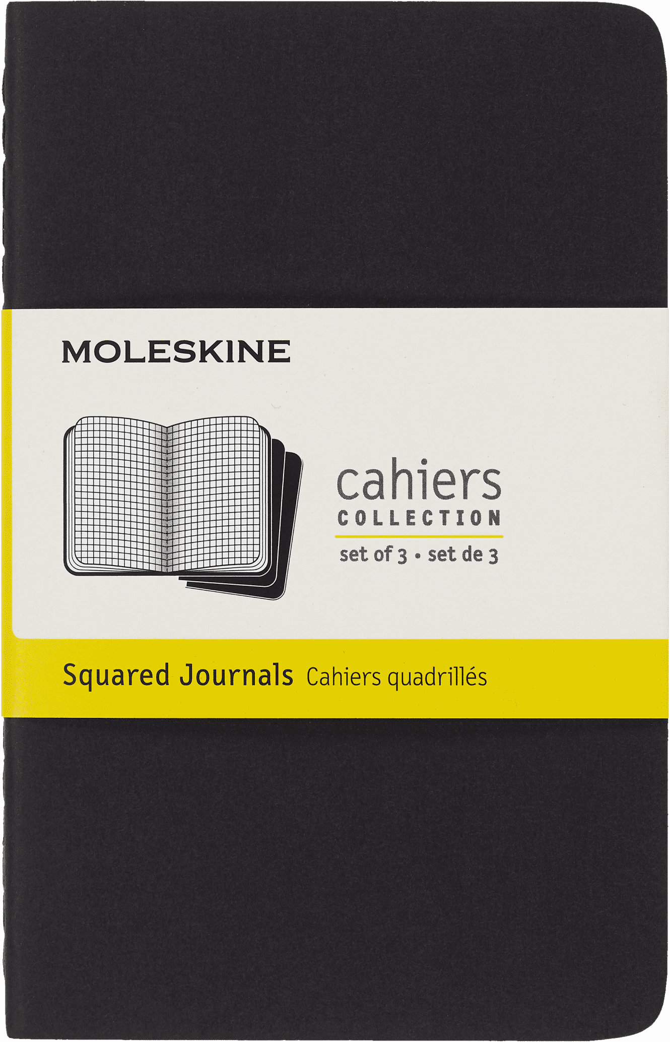 Moleskine Cahier Journals (Set of 3), Pocket (3.5" x 5.5"), Squared, Black