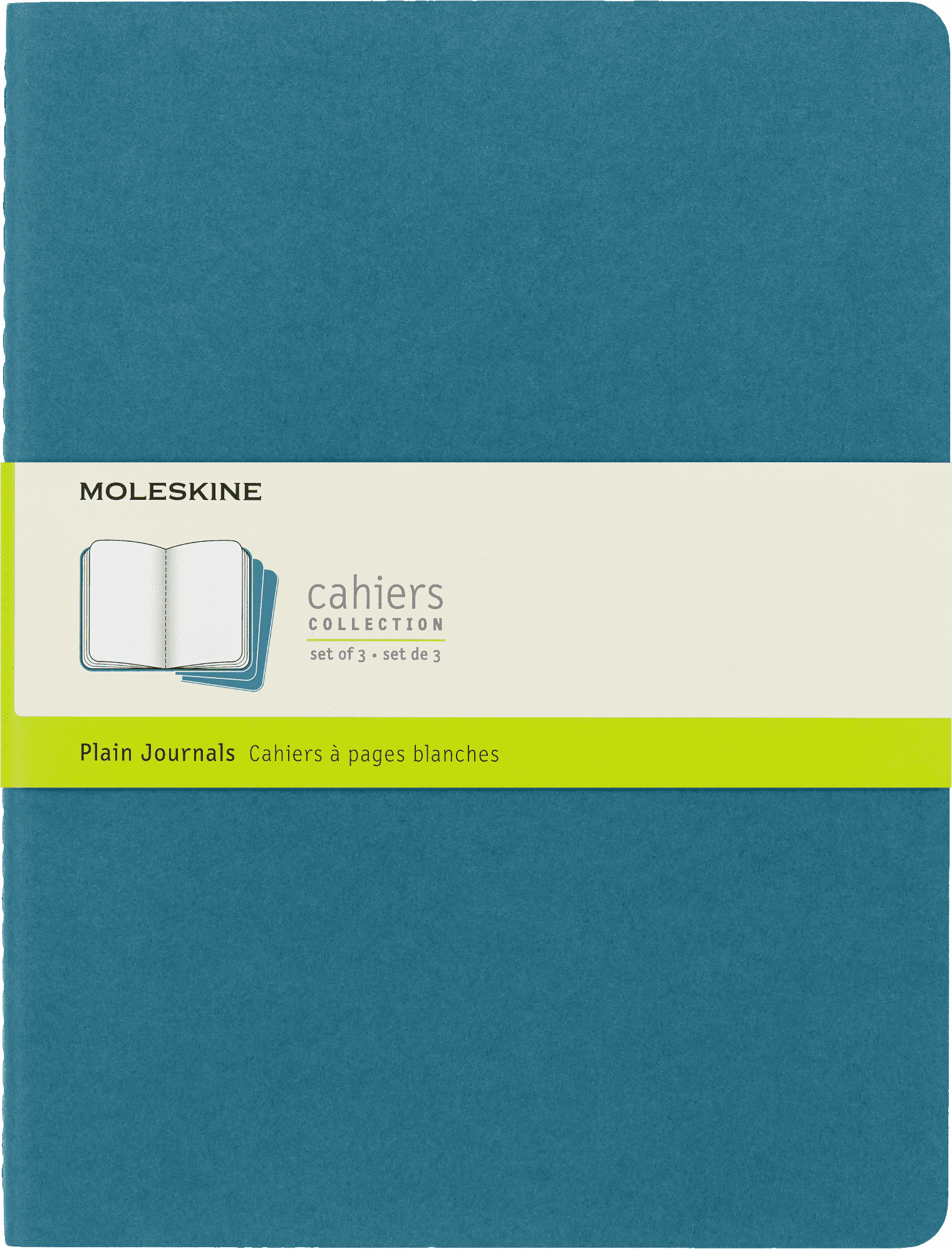 Moleskine Cahier Journals (Set of 3), XL (7.5" X 10"), Plain, Brisk Blue
