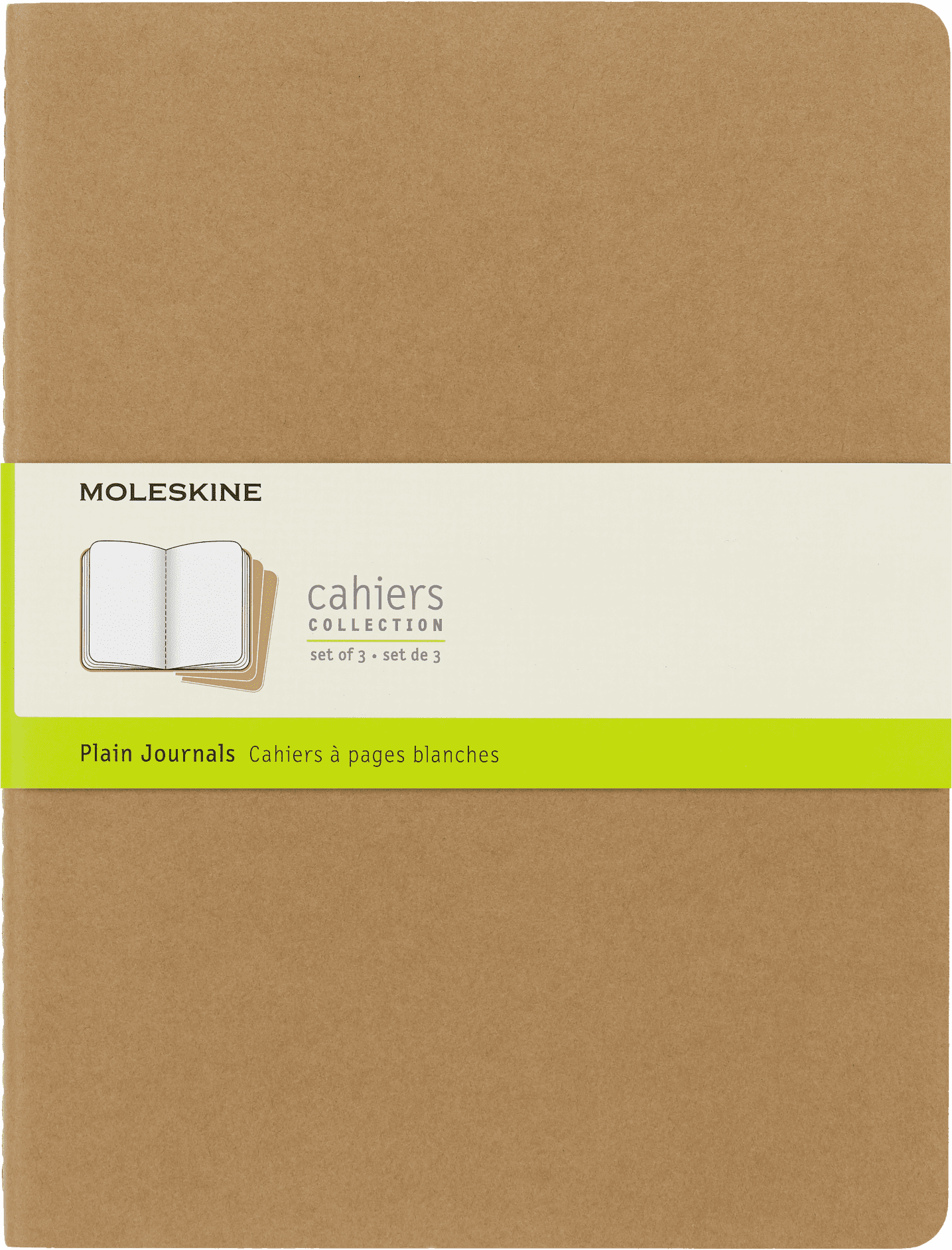Moleskine Cahier Journals (Set of 3), XL (7.5" X 10"), Plain, Kraft Brown