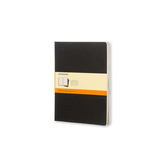 Moleskine Cahier Journals (Set of 3), XL (7.5" x 10"), Ruled, Black