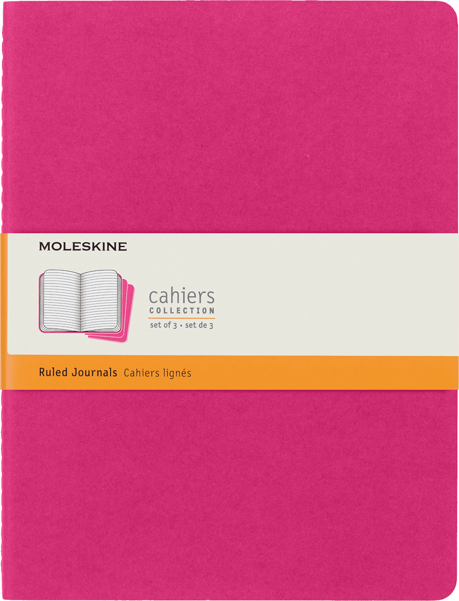 Moleskine Cahier Journals (Set of 3), XL (7.5" x 10"), Ruled, Kinetic Pink
