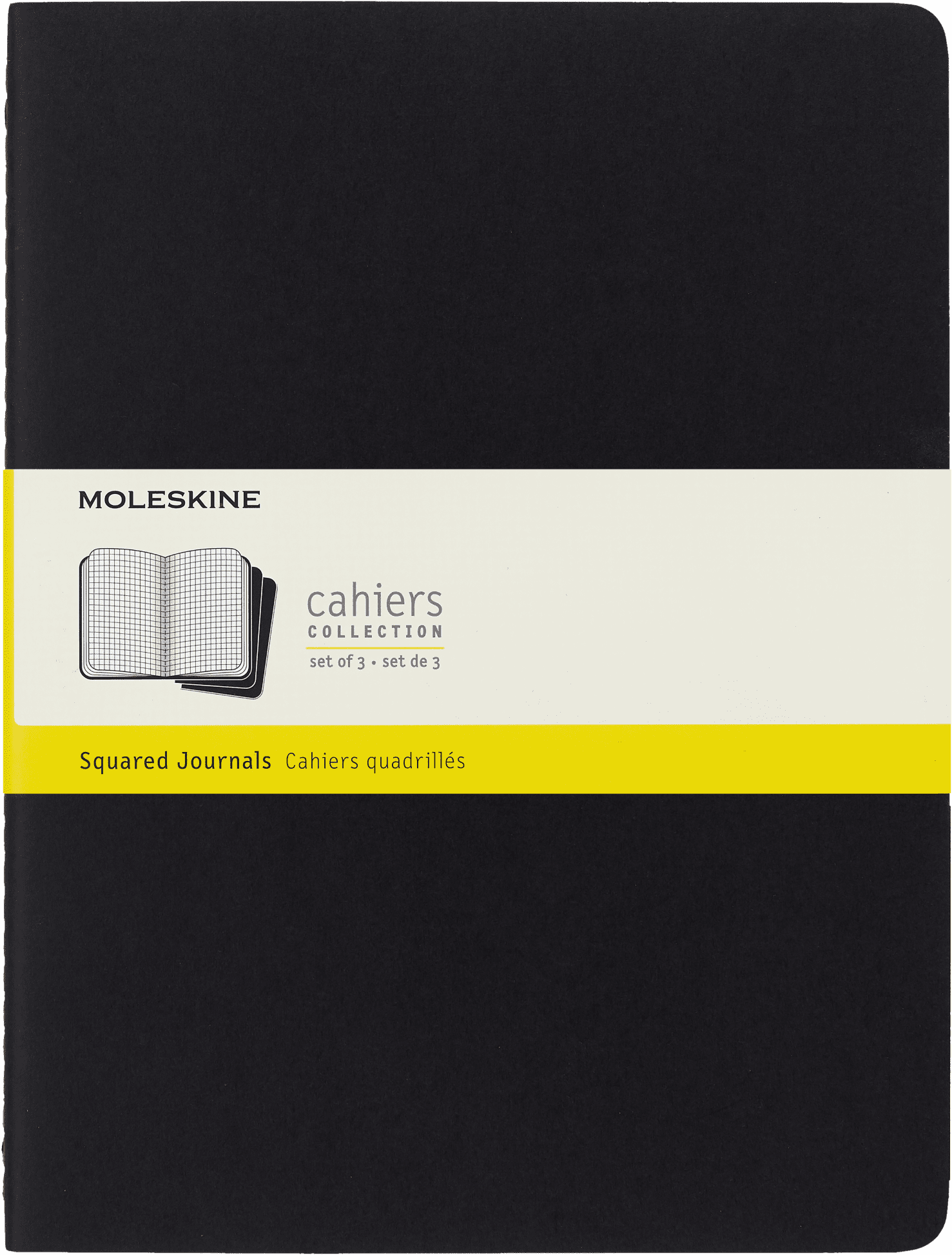 Moleskine Cahier Journals (Set of 3), XL (7.5" x 10"), Squared, Black