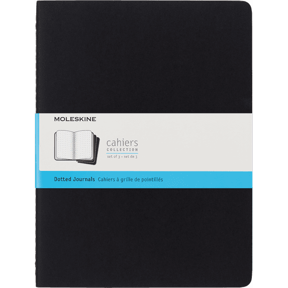 Moleskine Cahier Journals (Set of 3), XL (7.5" x 9.75"), Dotted, Black