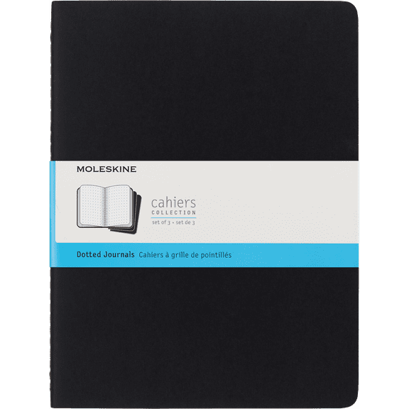 Moleskine Cahier Journals (Set of 3), XL (7.5" x 9.75"), Dotted, Black