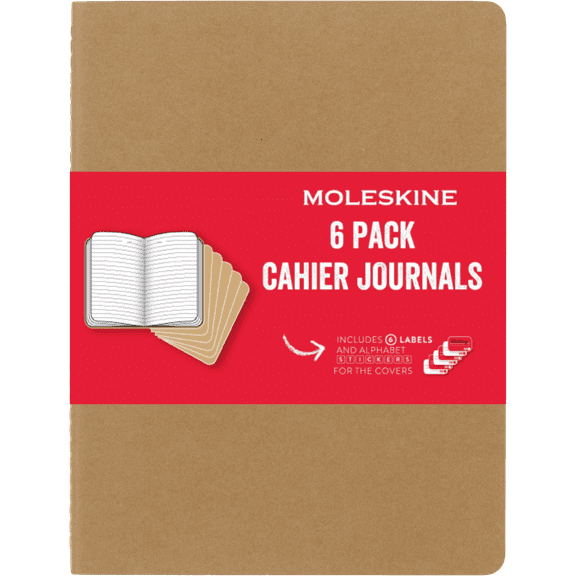 Moleskine Cahier Journals (Set of 6), XL (7.5" x 10"), Ruled, Kraft Brown