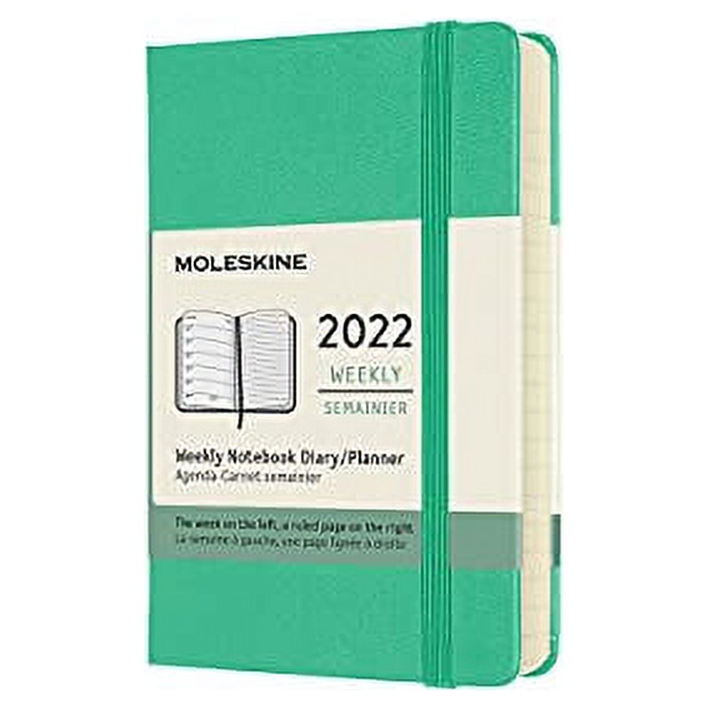 Moleskine Classic 12 Month 2022 Weekly Planner, Hard Cover, Pocket (3.5" x 5.5"), Ice Green