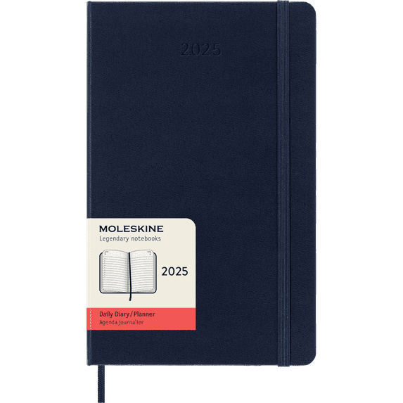 Moleskine Classic 12 Month 2025 Daily Planner, Hard Cover, Large (5" x 8.25"), Sapphire Blue, 400 Pages