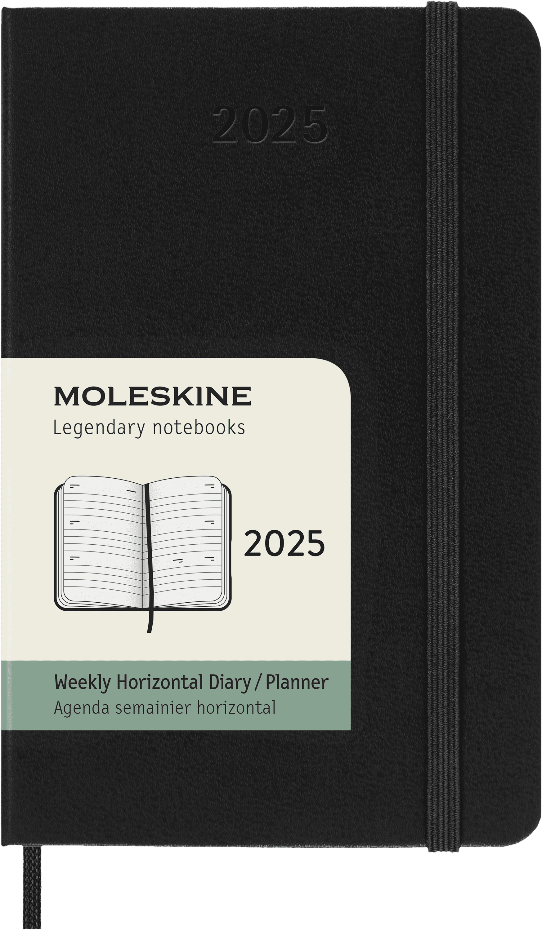 Moleskine Classic 12 Month 2025 Weekly Horizontal Planner, Hard Cover, Pocket (3.5" x 5.5"), Black, 144 Pages