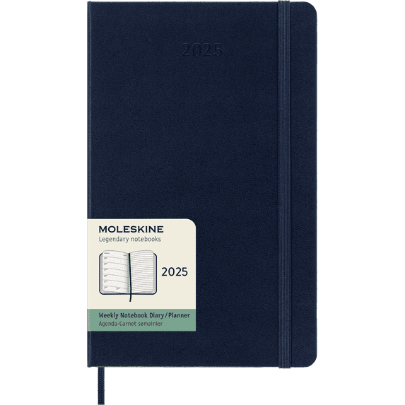 Moleskine Classic 12 Month 2025 Weekly Planner, Hard Cover, Large (5" x 8.25"), Sapphire Blue, 144 Pages