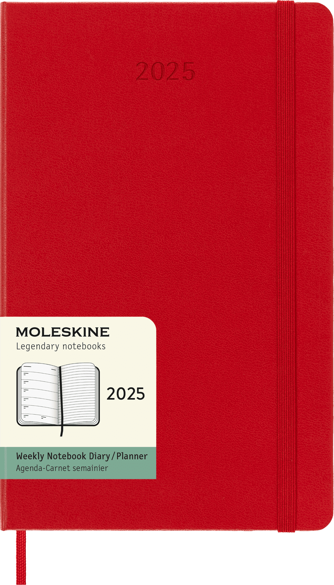 Moleskine Classic 12 Month 2025 Weekly Planner, Hard Cover, Large (5" x 8.25"), Scarlet Red, 144 Pages