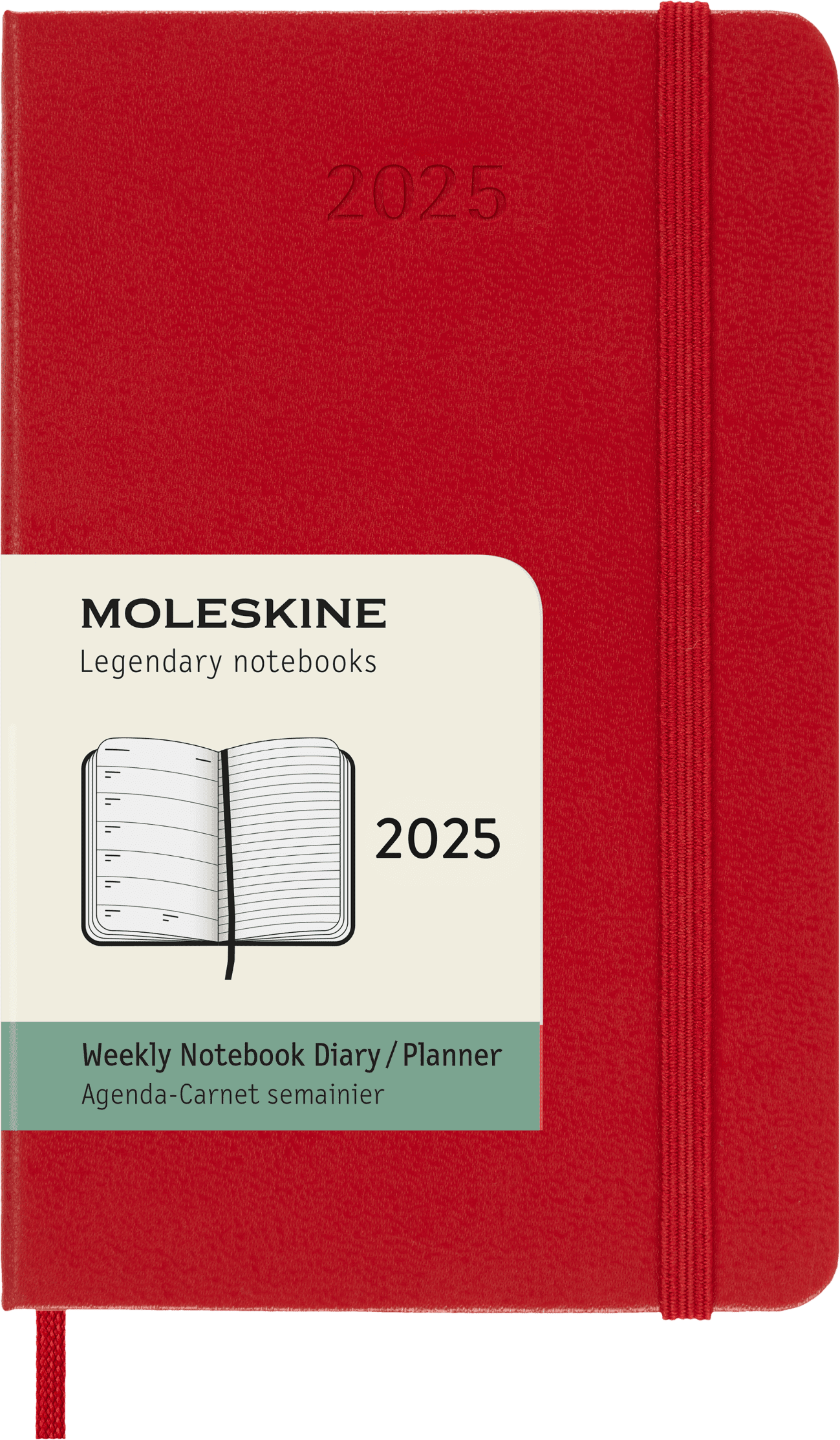 Moleskine Classic 12 Month 2025 Weekly Planner, Hard Cover, Pocket (3.5" x 5.5"), Scarlet Red, 144 Pages