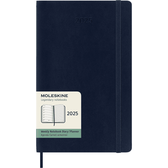 Moleskine Classic 12 Month 2025 Weekly Planner, Soft Cover, Large (5" x 8.25"), Sapphire Blue, 144 Pages