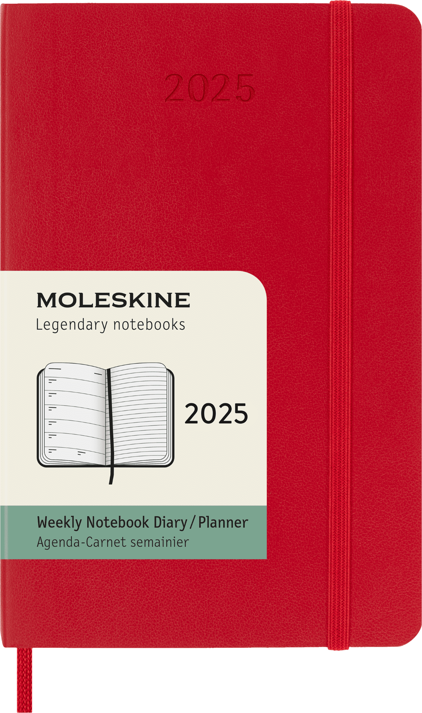 Moleskine Classic 12 Month 2025 Weekly Planner, Soft Cover, Pocket (3.5" x 5.5"), Scarlet Red, 144 Pages