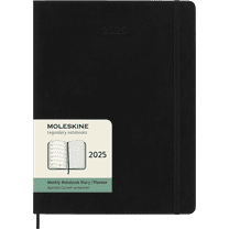 Moleskine Classic 12 Month 2025 Weekly Planner, Soft Cover, XL (7.5" x 9.75"), Black, 144 Pages