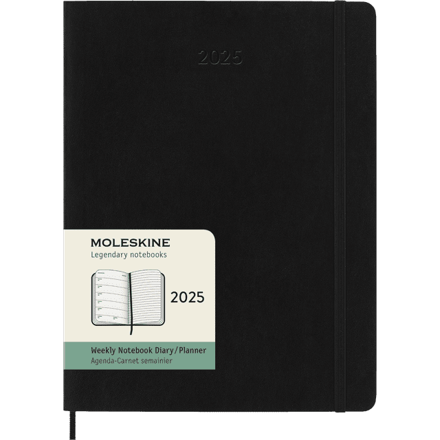 Moleskine Classic 12 Month 2025 Weekly Planner, Soft Cover, XL (7.5" x 9.75"), Black, 144 Pages