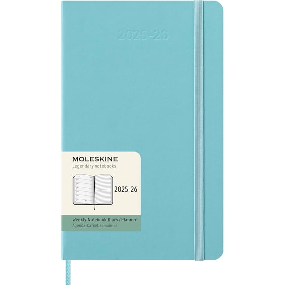 Moleskine Classic 18 Month 2025-2026 Weekly Planner, Hard Cover, Large (5" x 8.25"), Aquamarine, 208 pages