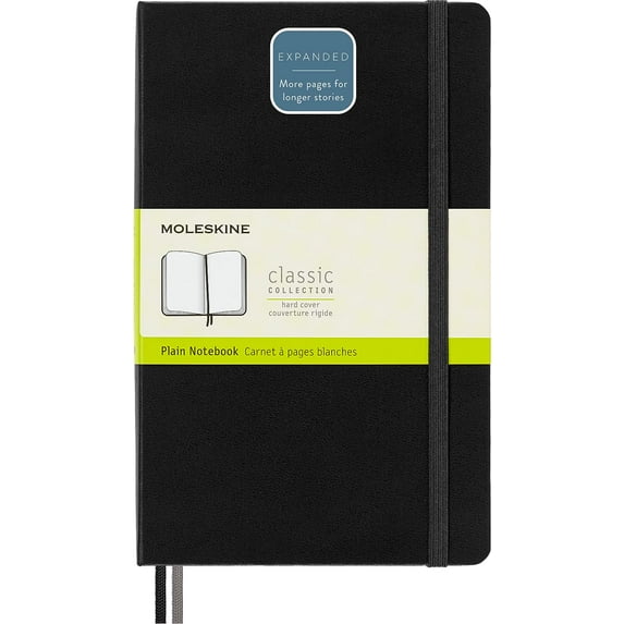 Moleskine Classic Expanded Notebook, Hard Cover, Large (5" x 8.25") Plain/Blank, Black, 400 Pages