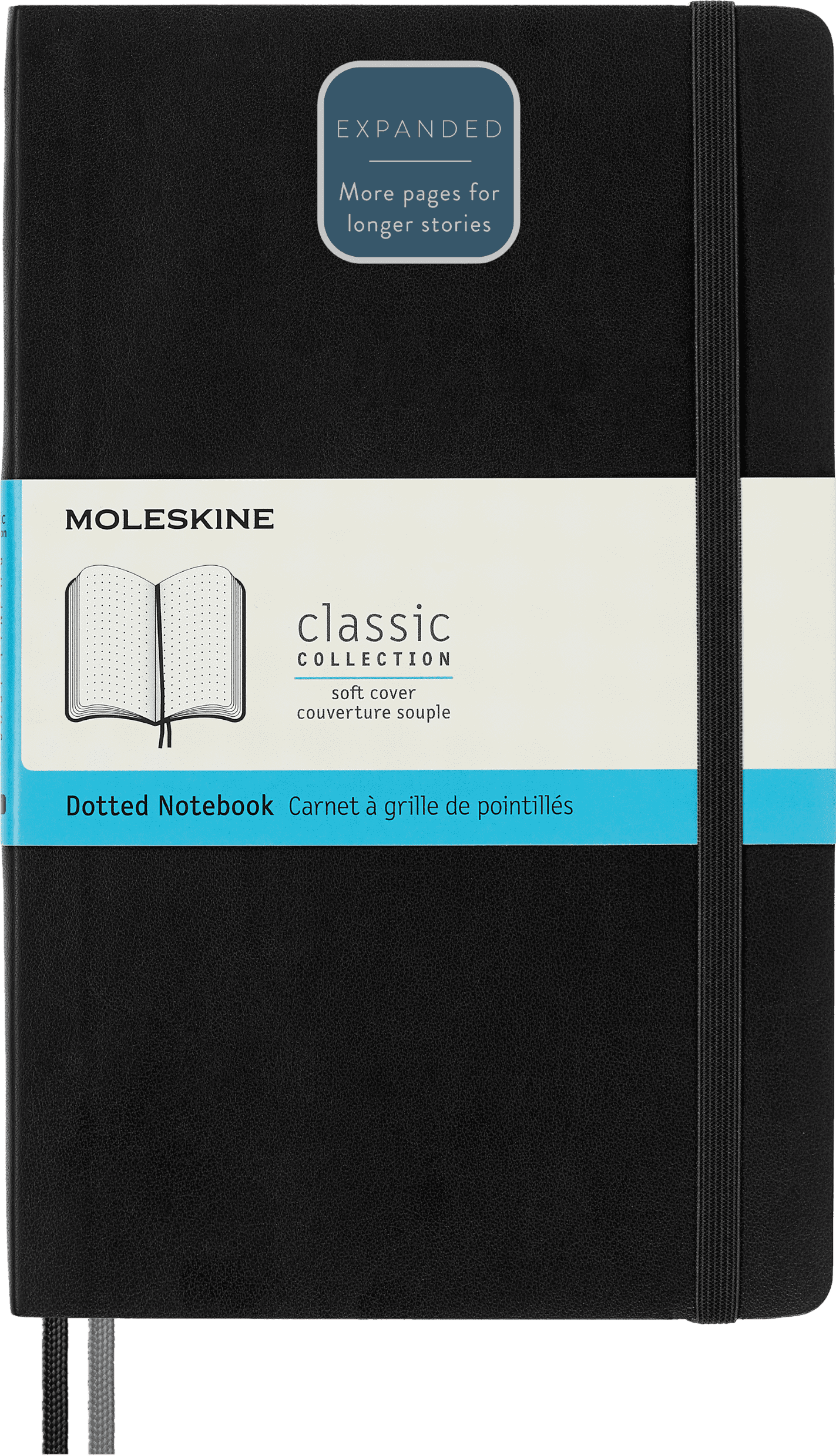 Moleskine Classic Expanded Notebook, Soft Cover, Large (5" 8.25"), Dotted, Black