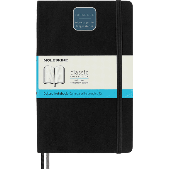 Moleskine Classic Expanded Notebook, Soft Cover, Large (5" 8.25"), Dotted, Black