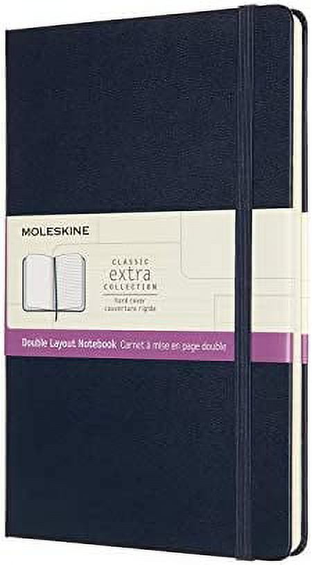 Moleskine Classic Notebook, Hard Cover, Large (5 x 8.25) Double Layout,  Ruled/Plain, Sapphire Blue, 240 Pages