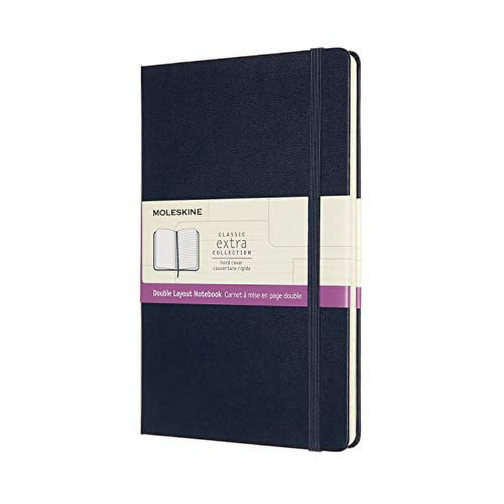 Moleskine Classic Notebook, Hard Cover, Large (5" x 8.25") Double Layout, Ruled/Plain, Sapphire Blue, 240 Pages