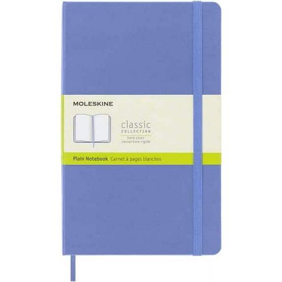 Moleskine Classic Notebook, Hard Cover, Large (5" x 8.25") Plain/Blank, Hydrangea Blue, 240 Pages