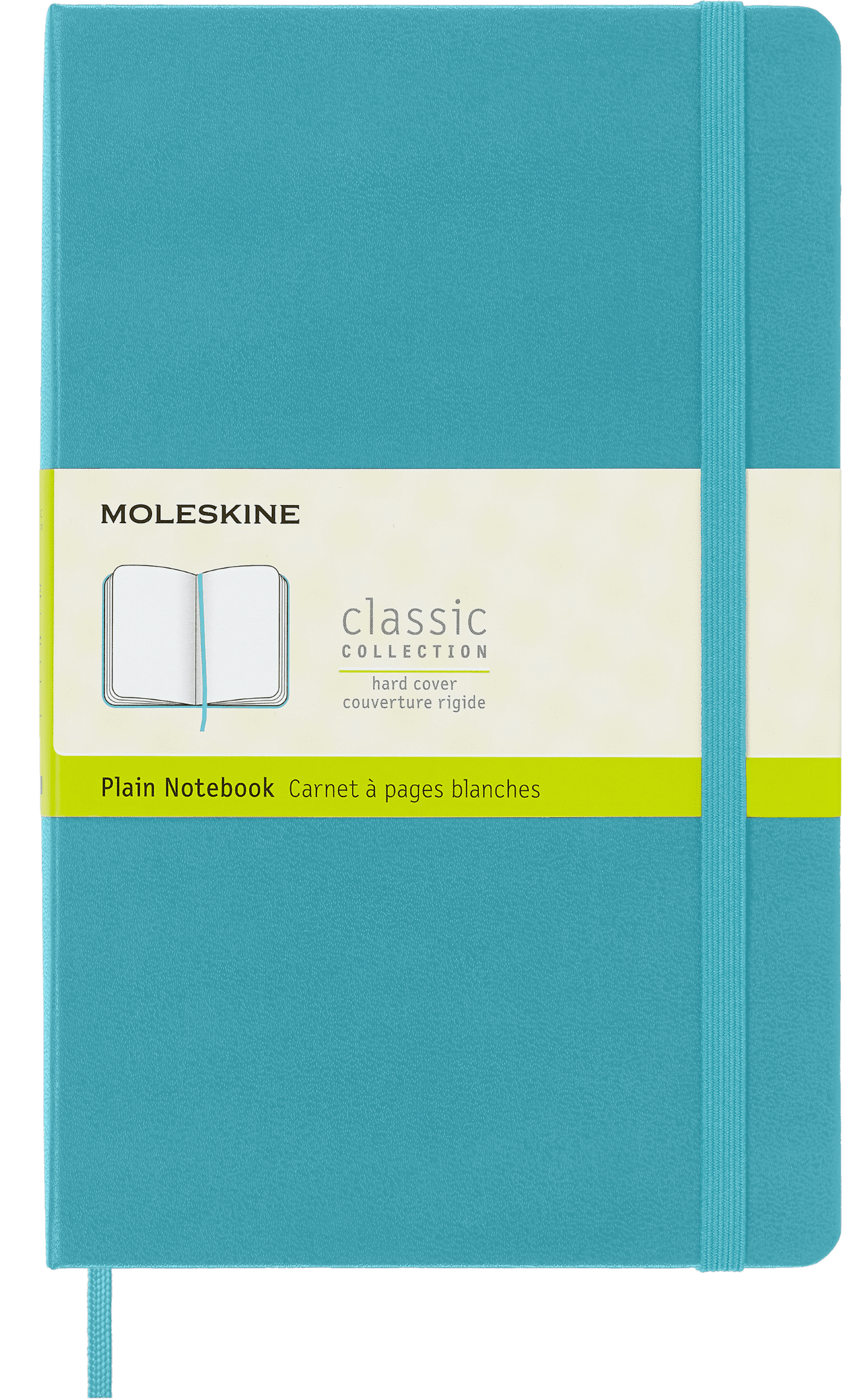 Moleskine Classic Notebook, Hard Cover, Large (5" x 8.25"), Plain, Blue Reef