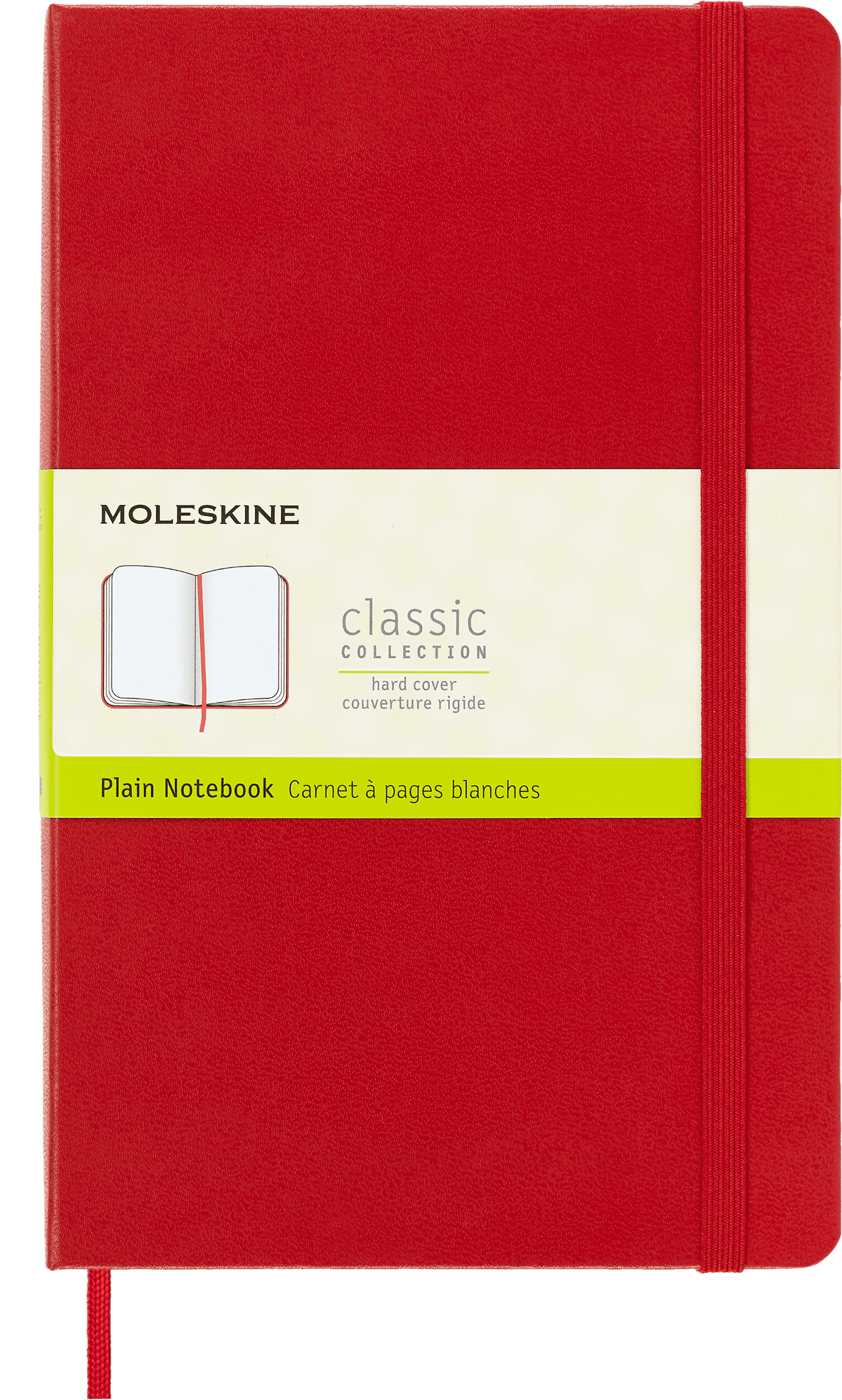 Moleskine Classic Notebook, Hard Cover, Large (5" x 8.25"), Plain, Scarlet Red