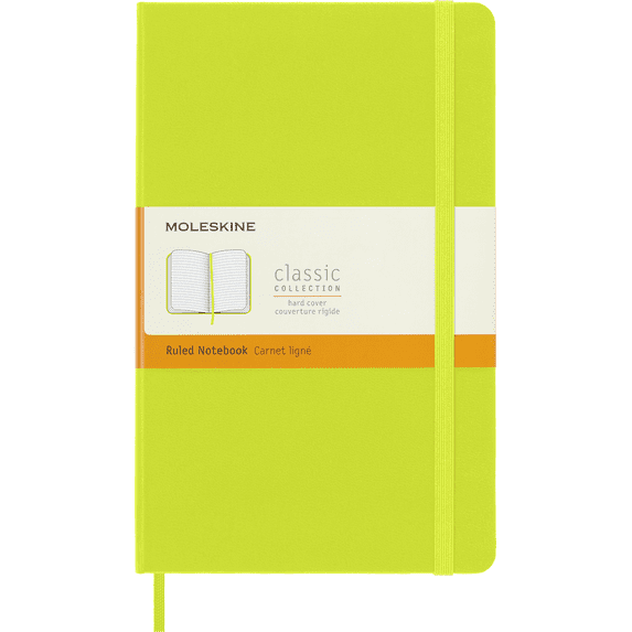 Moleskine Classic Notebook, Hard Cover, Large (5" x 8.25"), Ruled, Lemon Green