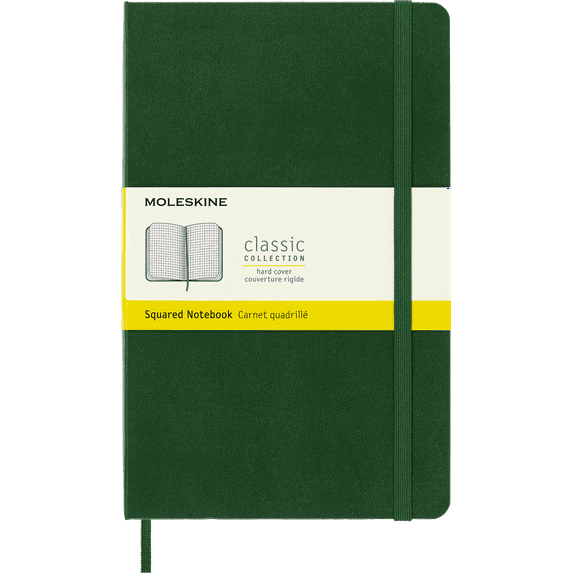 Moleskine Classic Notebook, Hard Cover, Large (5" x 8.25"), Squared, Myrtle Green