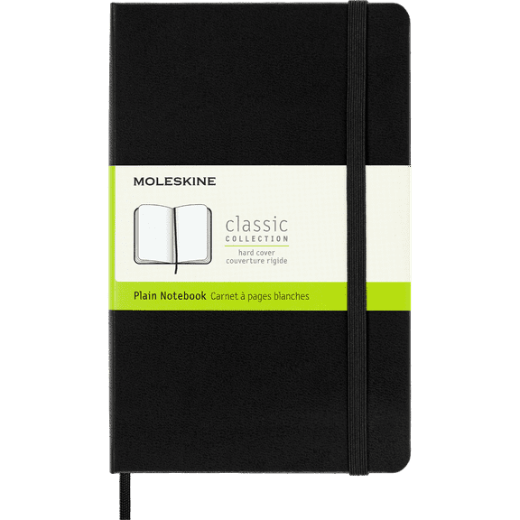 Moleskine Classic Notebook, Hard Cover, Medium (4.5" x 7"), Plain, Black