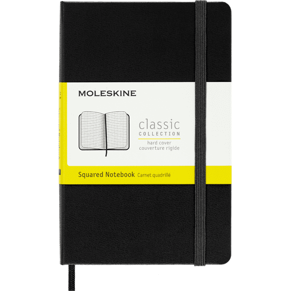 Moleskine Classic Notebook, Hard Cover, Pocket (3.5" x 5.5"), Squared, Black