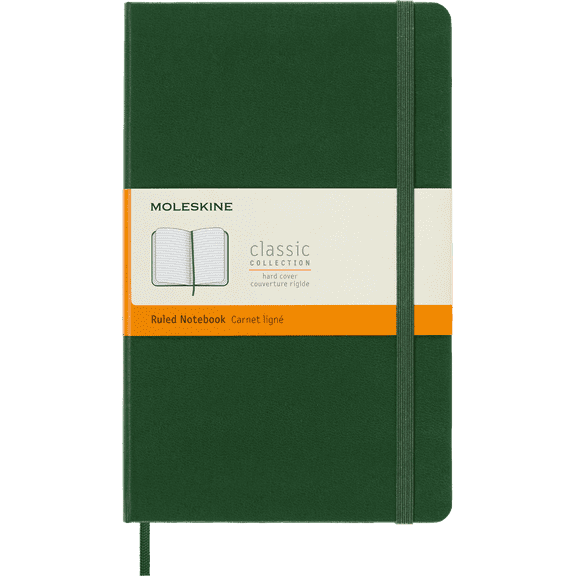 Moleskine Classic Notebook, Hard Cover, Ruled, Large (5" x 8.25"), Myrtle Green