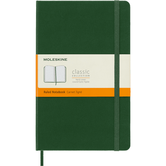 Moleskine Classic Notebook, Hard Cover, Ruled, Large (5" x 8.25"), Myrtle Green