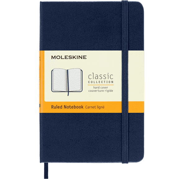 Moleskine Classic Notebook, Hard Cover, Ruled, Pocket (3.5" x 5.5"), Sapphire Blue
