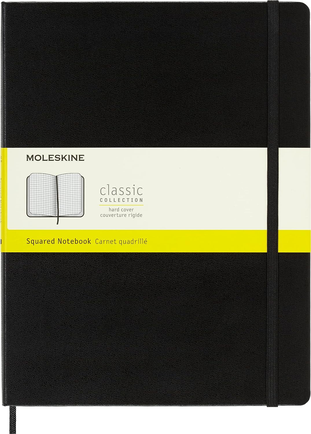 Moleskine Classic Notebook, Hard Cover, XL (7.5" x 9.5") Squared/Grid, Black, 192 Pages