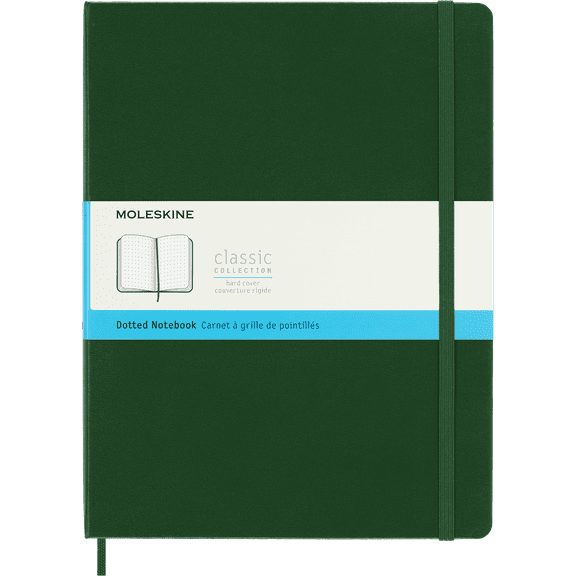 Moleskine Classic Notebook, Hard Cover, XL (7.5" x 9.75"), Dotted, Myrtle Green