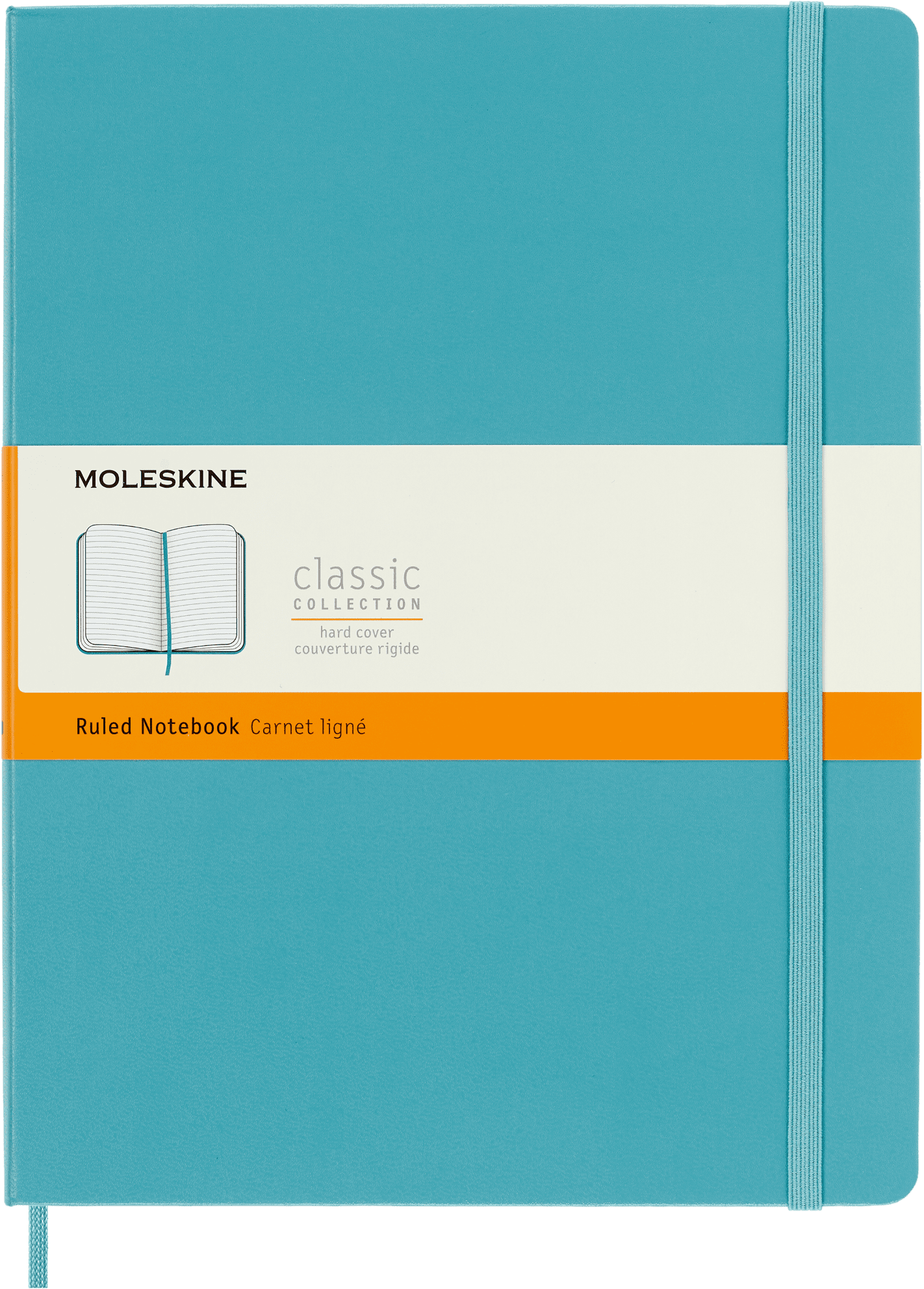 Moleskine Classic Notebook, Hard Cover, XL (7.5" x 9.75"), Ruled, Blue Reef